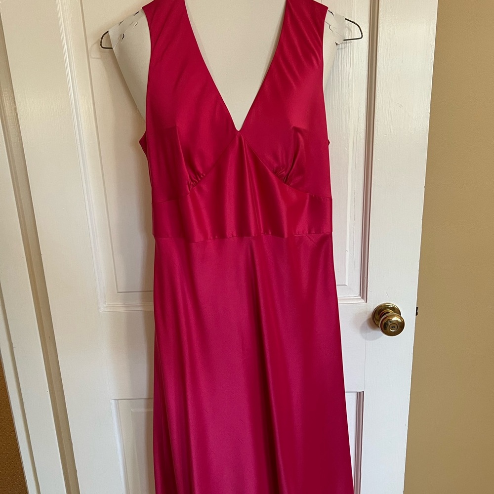Ann Taylor Hot Pink Satin Slip Dress
